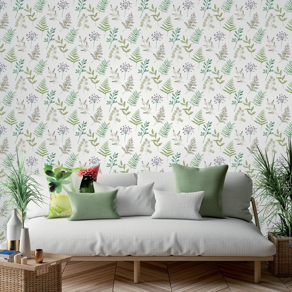 papier-peint-herbier-vert-et-mauve-ref-51194304