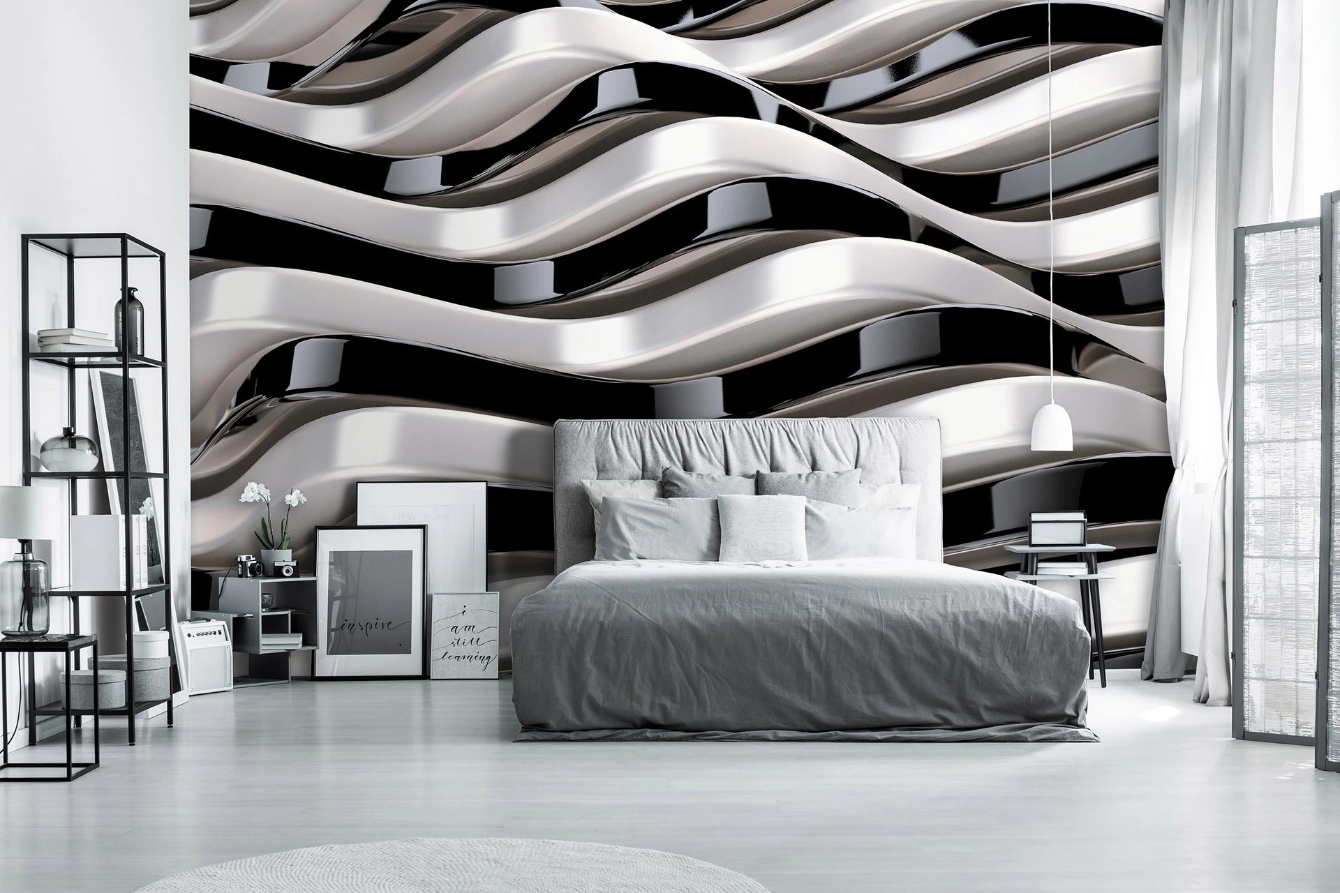 Poster mural posé dans une chambre a coucher