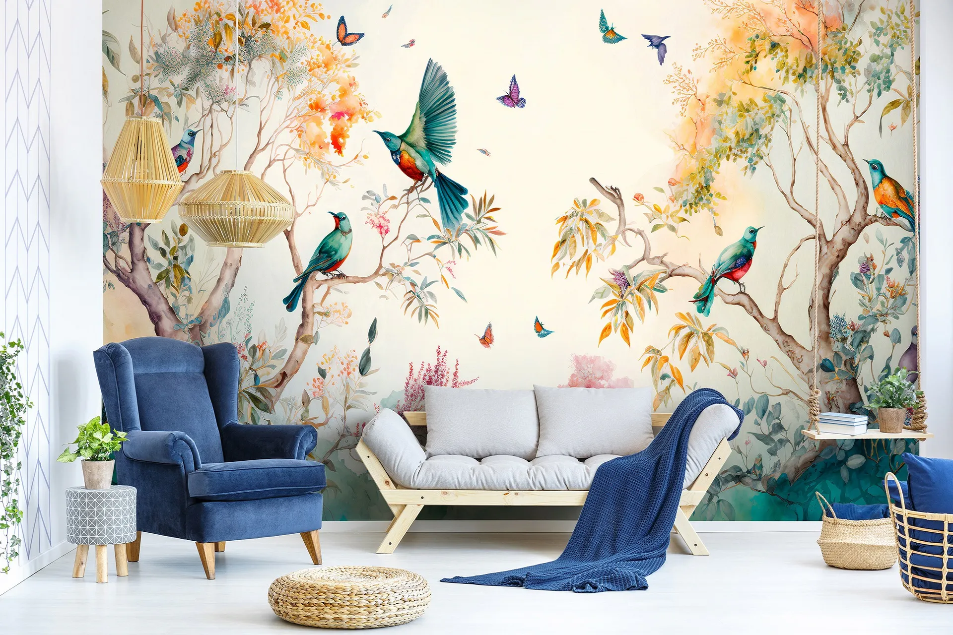 Poster mural theme nature et oiseaux disponible chez Bennour Déco
