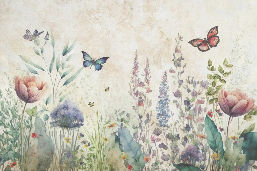 Poster mural theme nature et papillon disponible chez Bennour déco