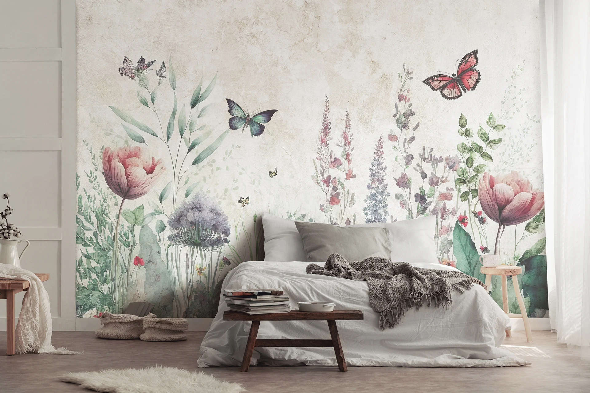 Poster mural theme nature et papillon disponible chez Bennour déco