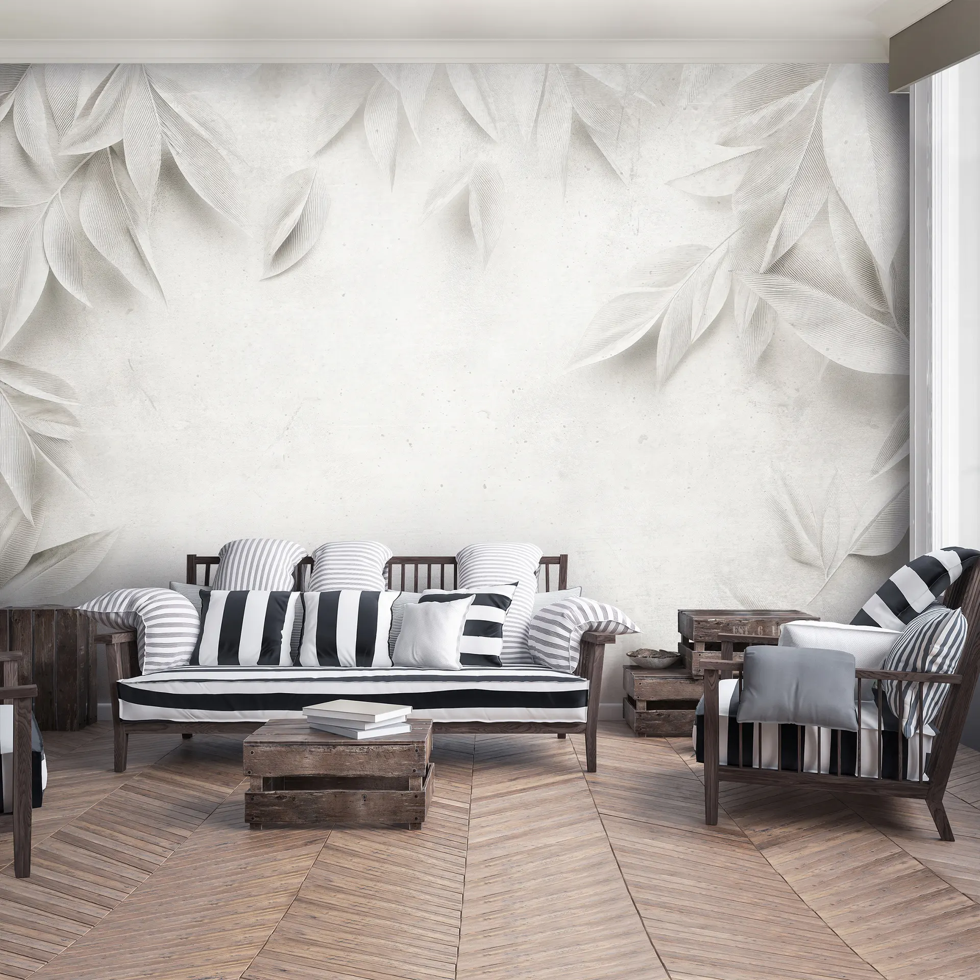 Poster mural motif feuille blanche