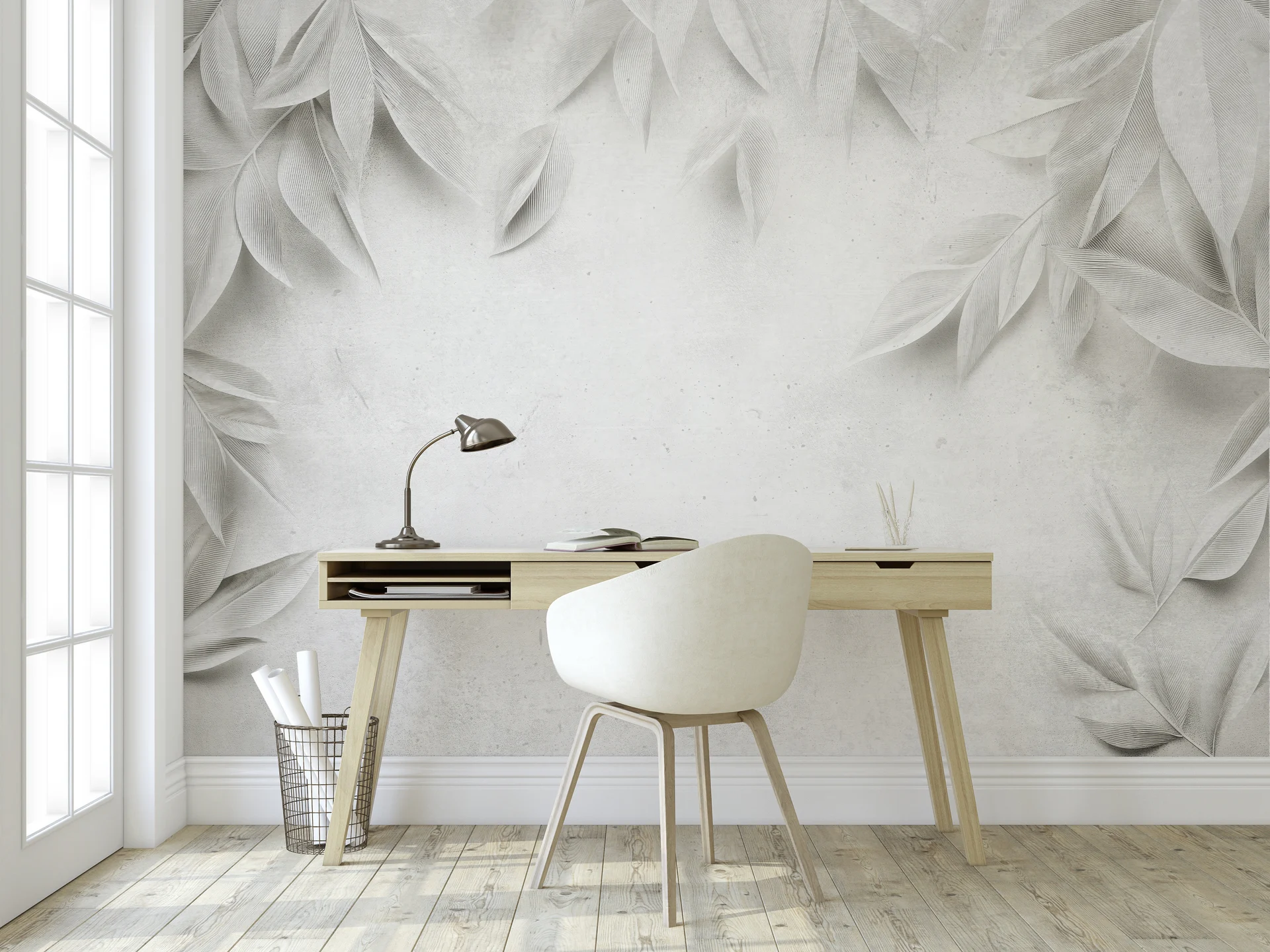 Poster mural motif feuille blanche