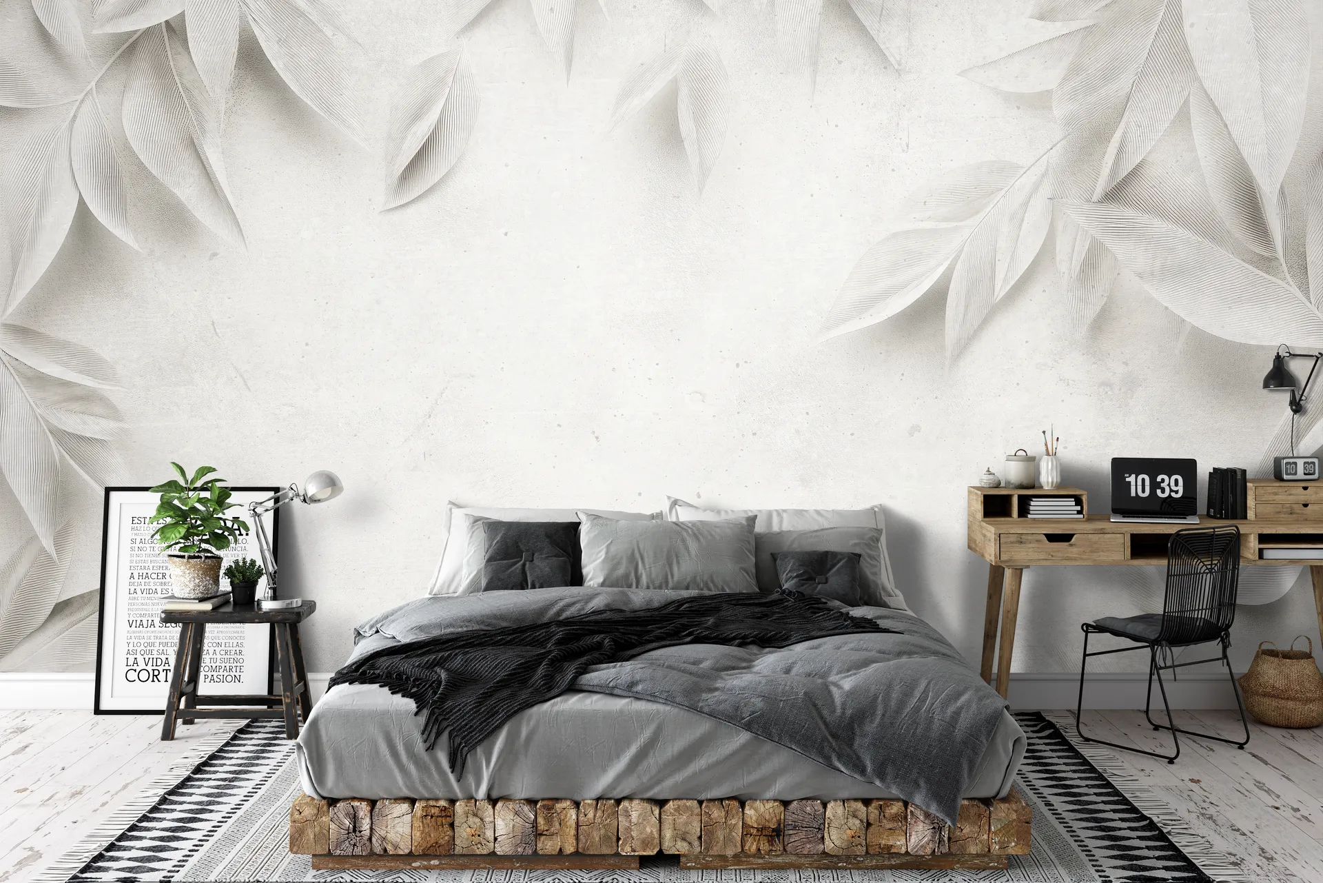 Poster mural motif feuille blanche