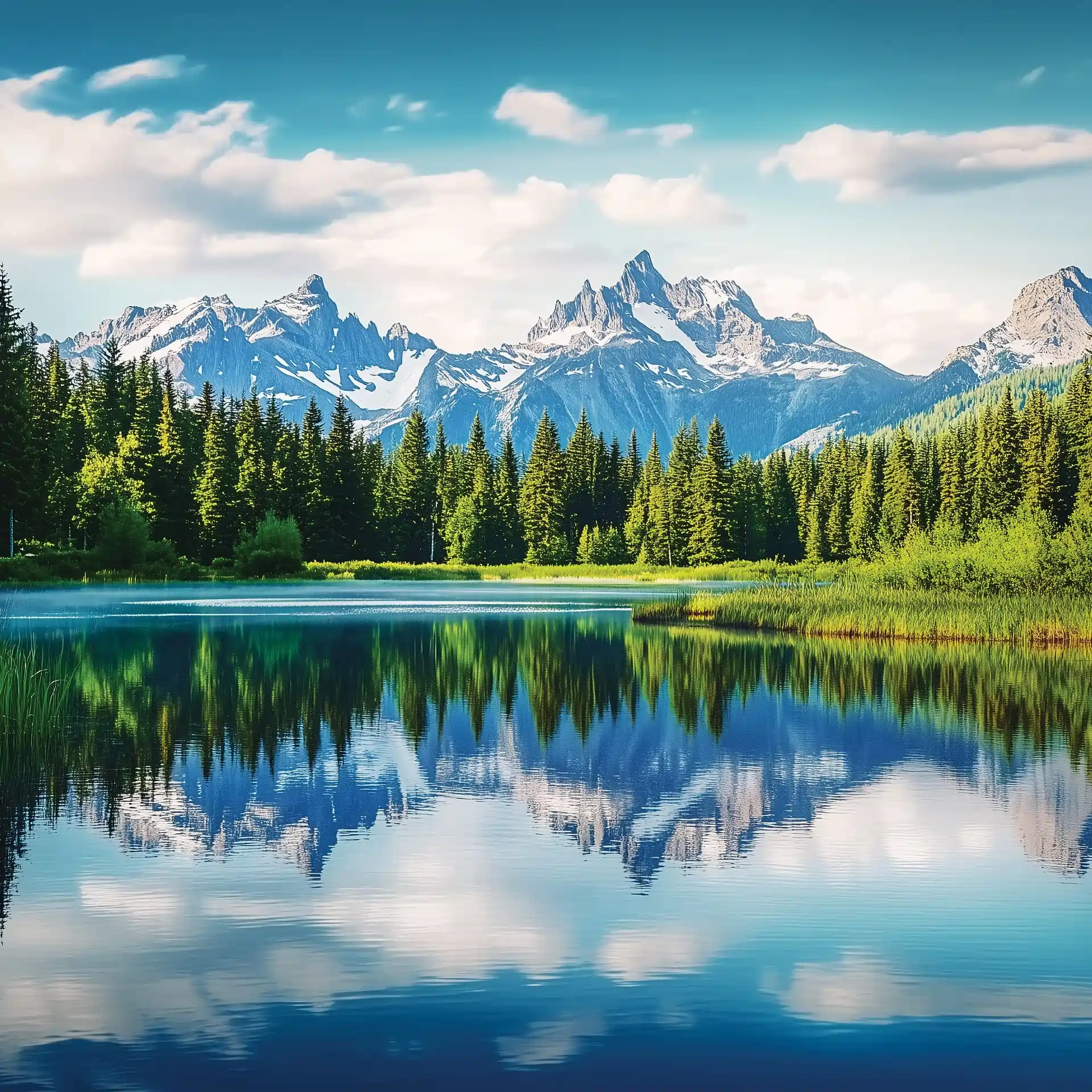 Poster mural theme lac + foret