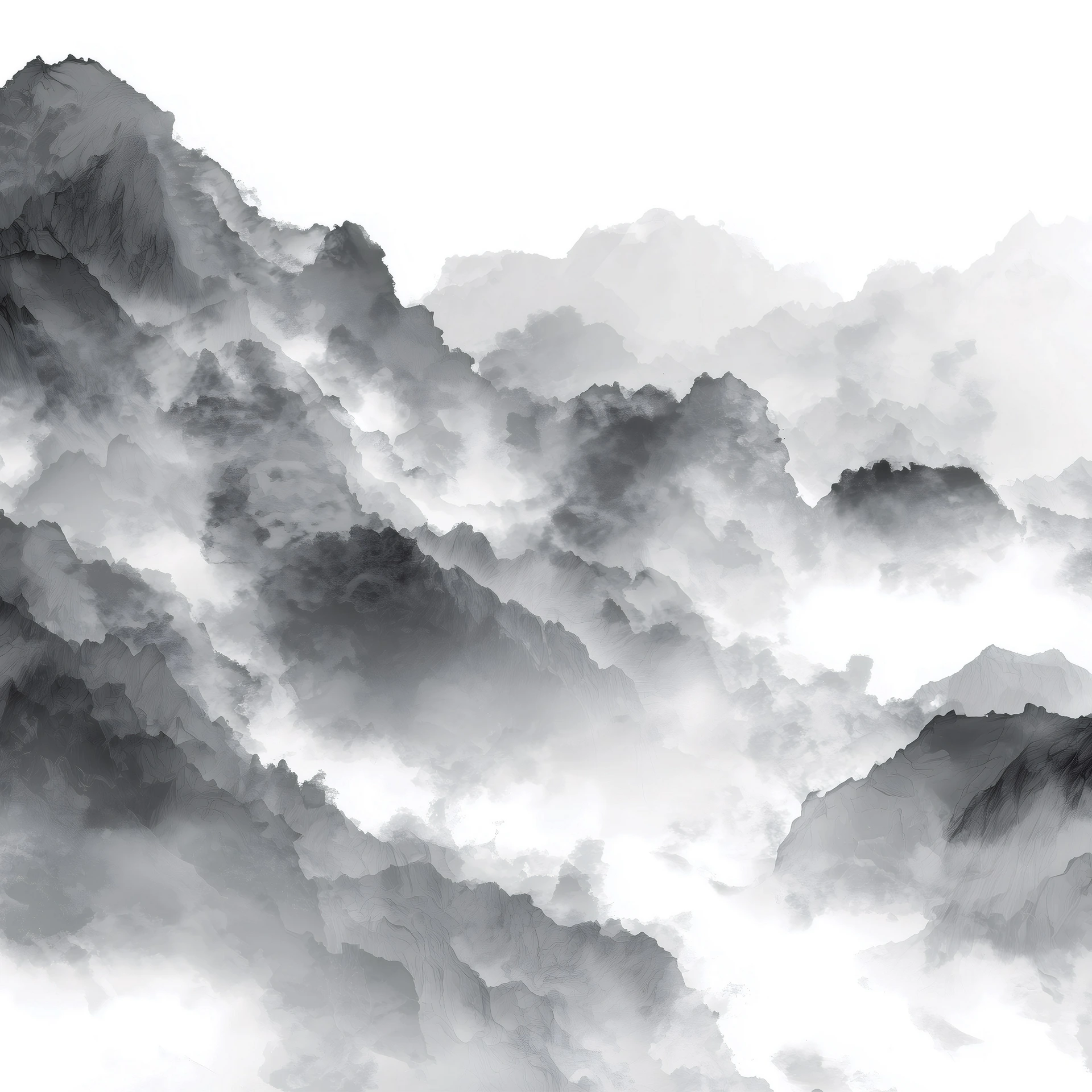 Poster mural motif montagne noir et blanc