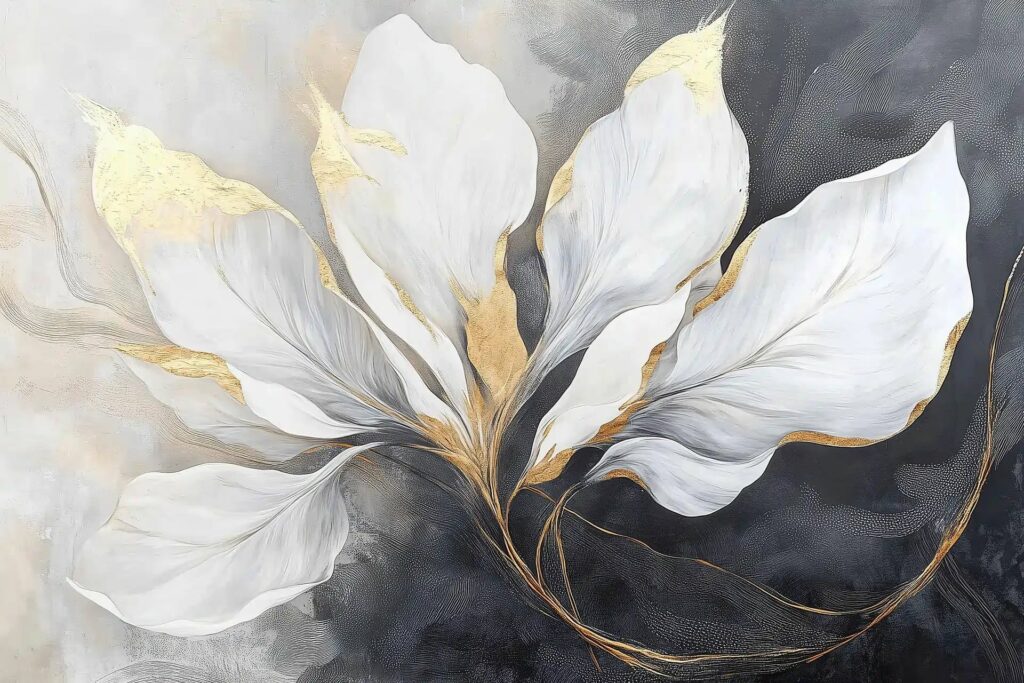 Poster mural motof grande fleur blanche