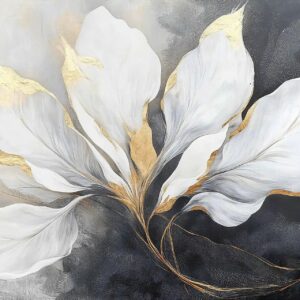 Poster mural motof grande fleur blanche