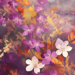 Poster mural motif florale mauve et rose