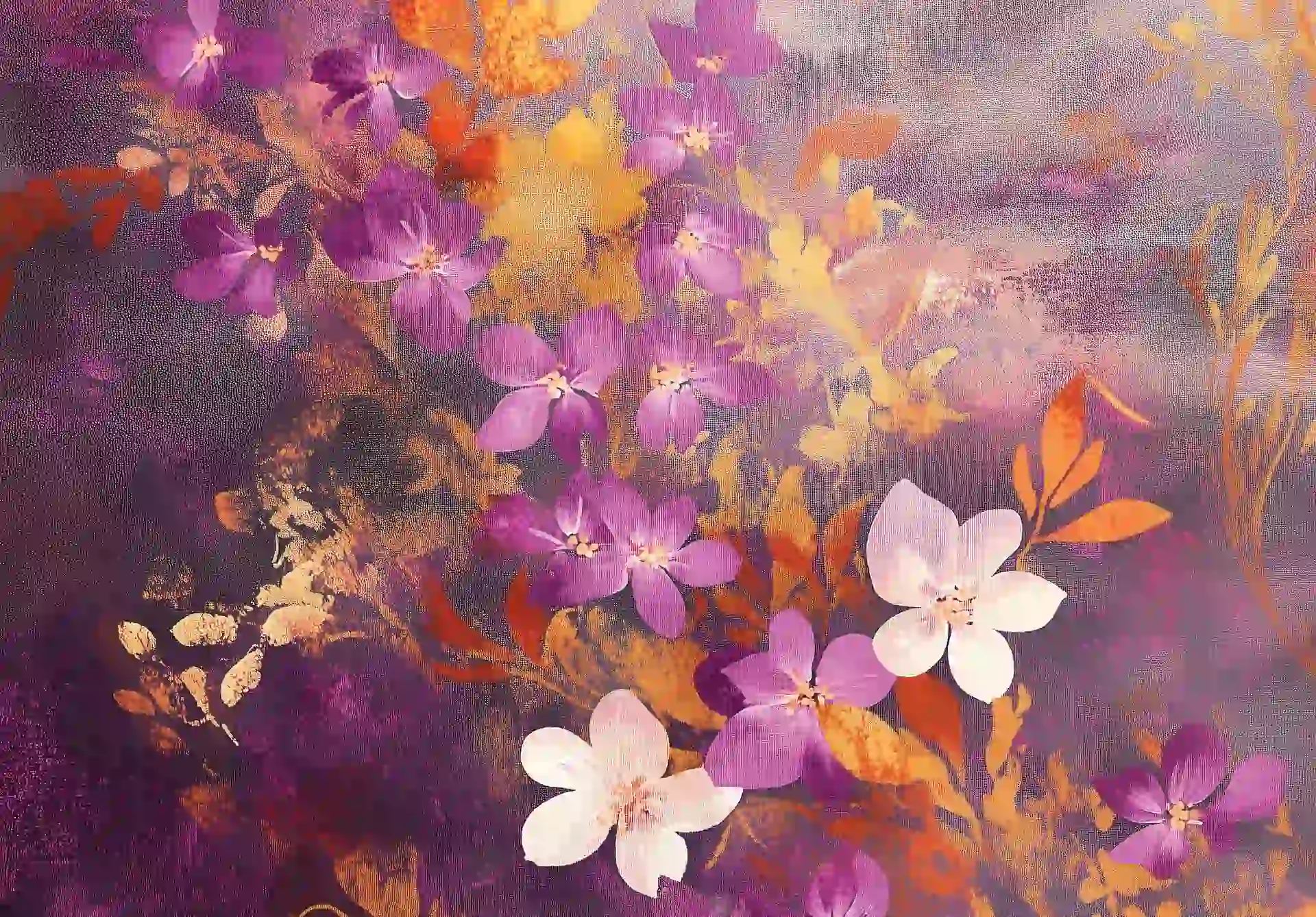 Poster mural motif florale mauve et rose