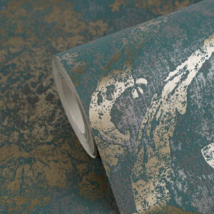Papier peint effet baroque bleu pour sejours et chambres à coucher