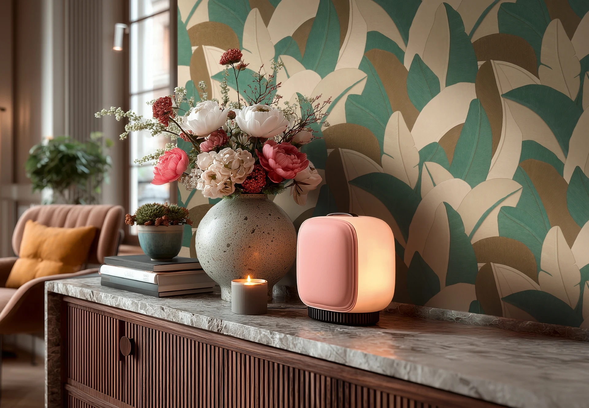 PAPIER PEINT REF = 790392(5) Papier peint moderne en couleur marron et turquoise pour chambre et salon moderne