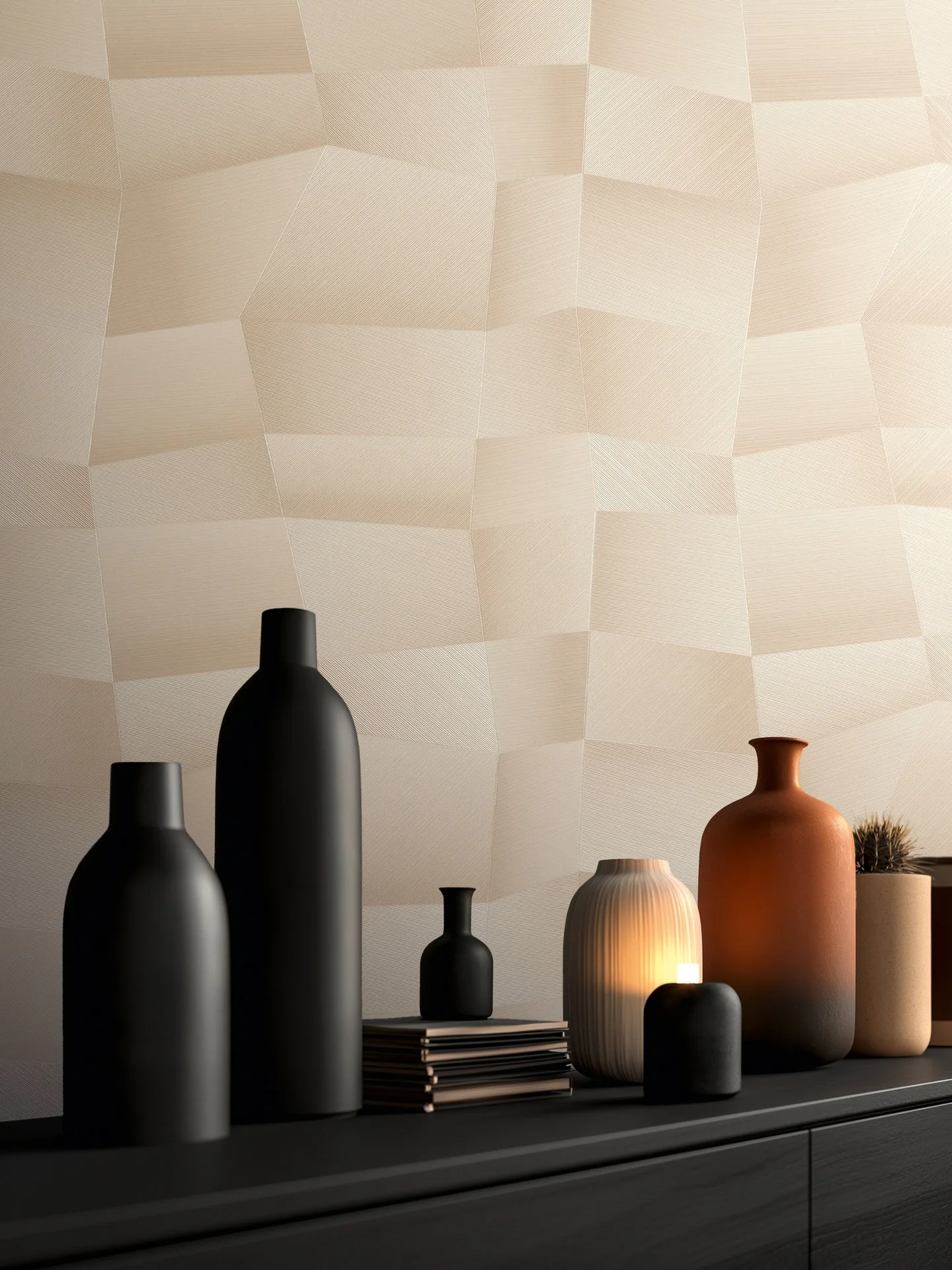 PAPIER PEINT REF = 791974(2) Papier peint motifs géométrique beige pour chambres et salons