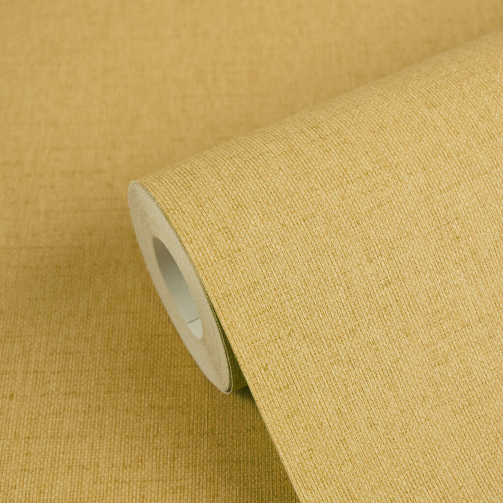 Papier peint effet tissu couleur beige/miel pour chambres et salon moderne