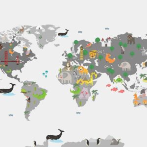 Poster enfant theme carte du monde