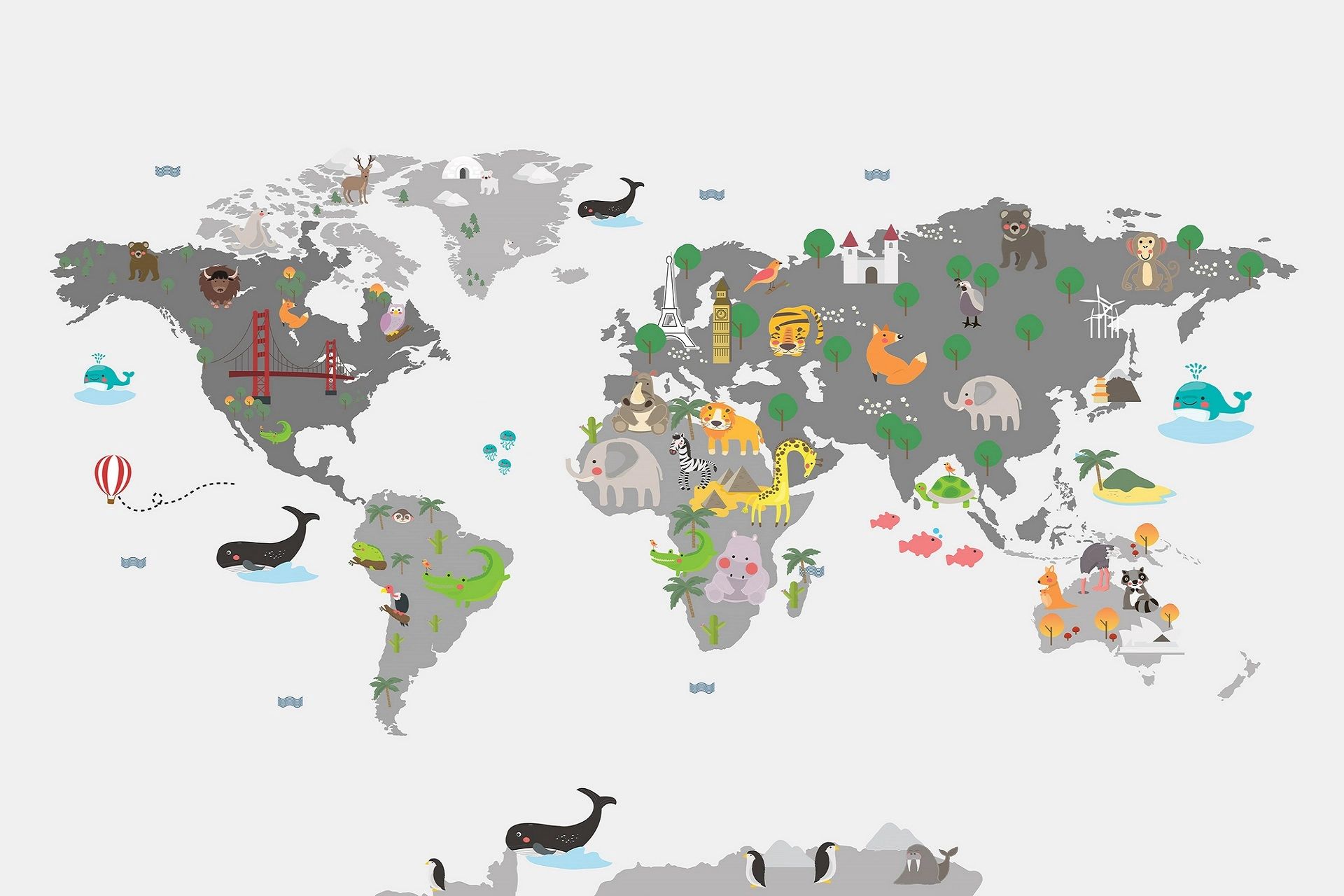 Poster enfant theme carte du monde